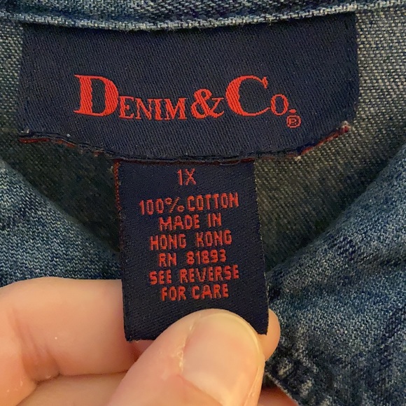 Denim & Co. patterned jean jacket 1X - Picture 3 of 10